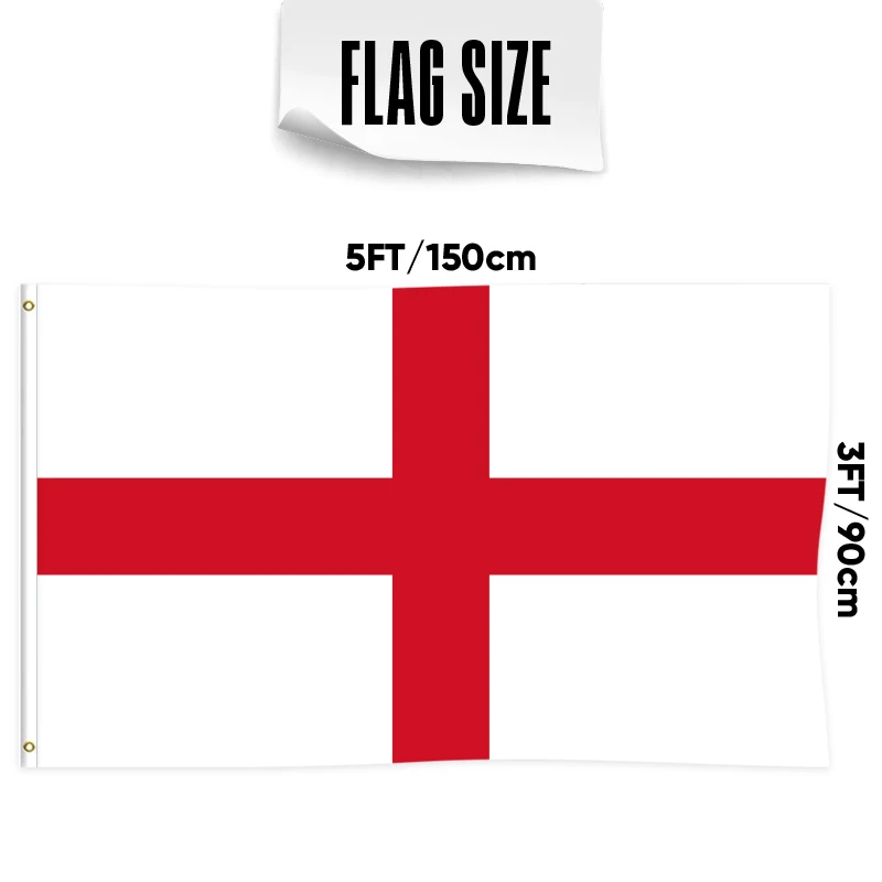 Custom printed single-sided 3x5ft England flag, customizable for all national banners and display flags.