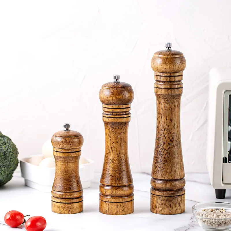 Amazon Top Seller 2022 Adjustable Salt Mill Wooden Bottle Ceramic Core Manual Stainless Steel Chili Salt and Pepper Grinder