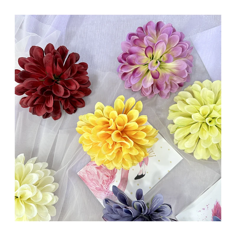 QYY-70  dahlia head fabric flower for flower wall decoration