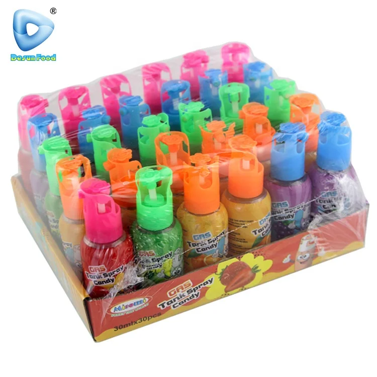 Wholesale gas tank shape fruit sour sweet spray liquid candy