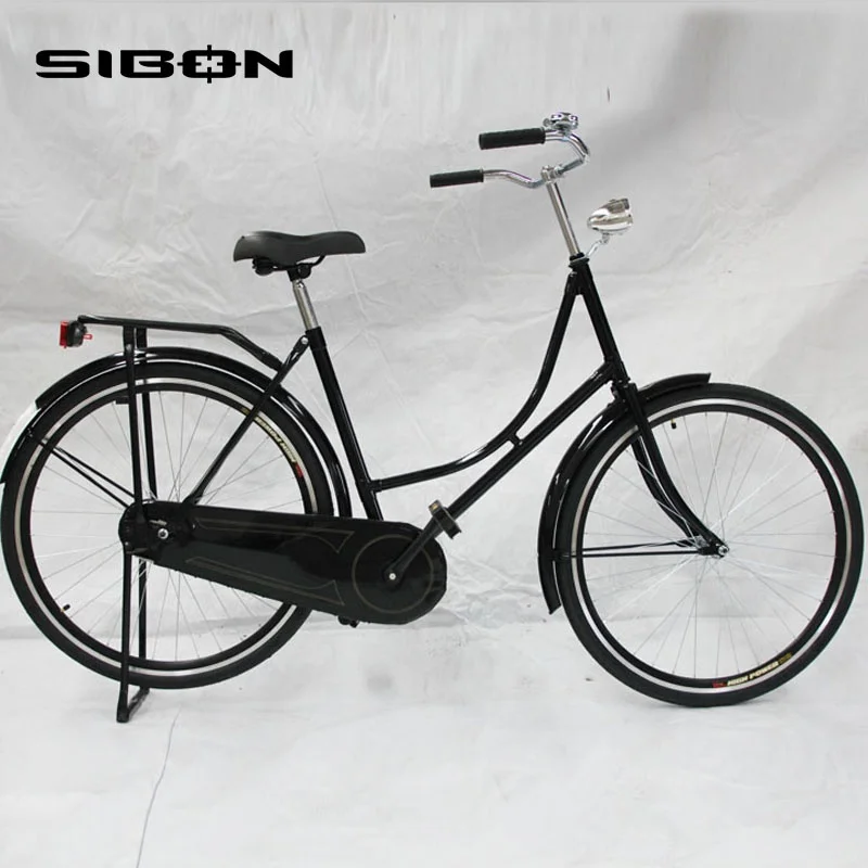 SIBON 28 inch black high carbon steel frame vintage style dutch city bike holland with LED light and pump