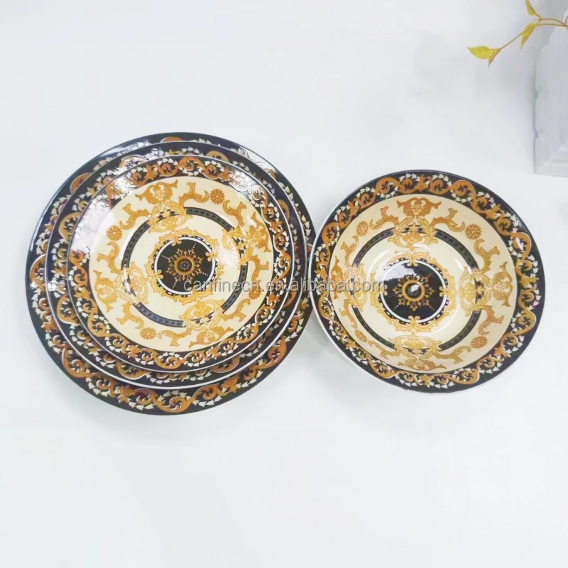 Wholesale Cheap colored glaze high quality porcelain dinner plate Rice bowls round ceramic dinnerware sets for restaurant