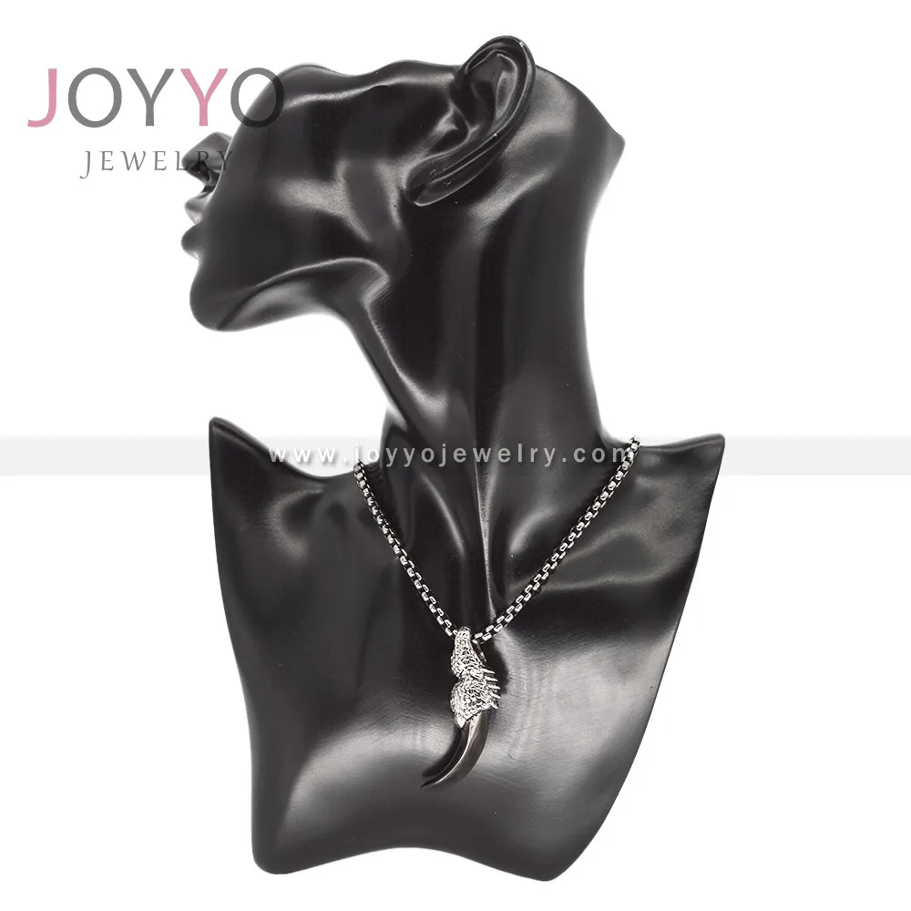 Nordic jewelry black panther tooth pendant stainless steel black stone eagle head pendant