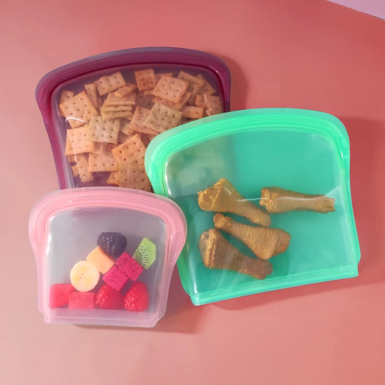 200ml 400ml 800ml Plastic Free Storage Snacks Bag Eco-Friendly Reusable Silicone Food Bag