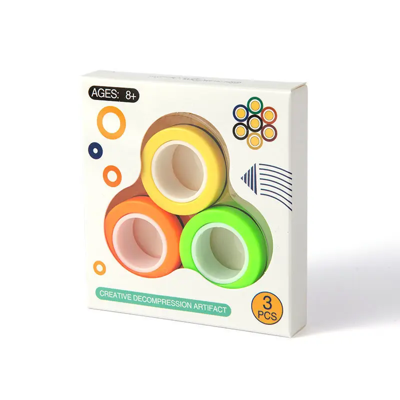 Magnetic Finger Ring Creative Children Fancy Toy 3pcs/set Magic Ring Best Relief Toys for Adults