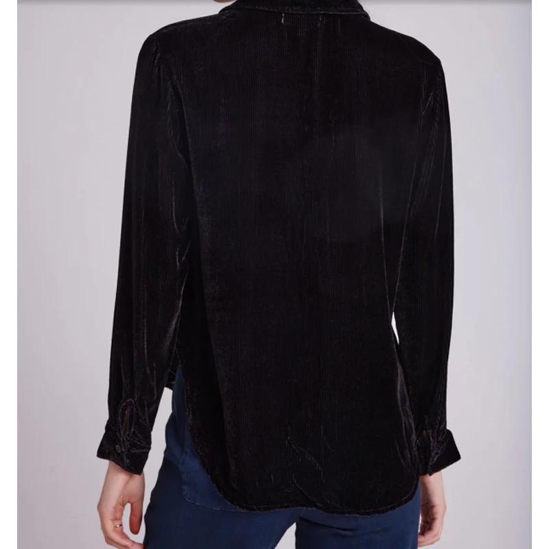 Womens Velvet Jacket Corduroy Utility Shirt Top Textured Velvet Long Sleeve Button Down Shirt Velvet Corduroy Long Sleeve Shirt