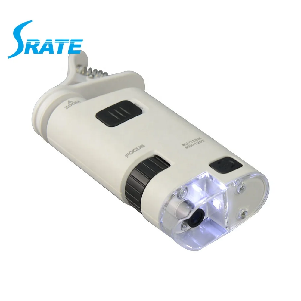 NO.BU-190M 120X-190X Zoom Universal Mobile Phone Clip Pocket Microscope with LED Light