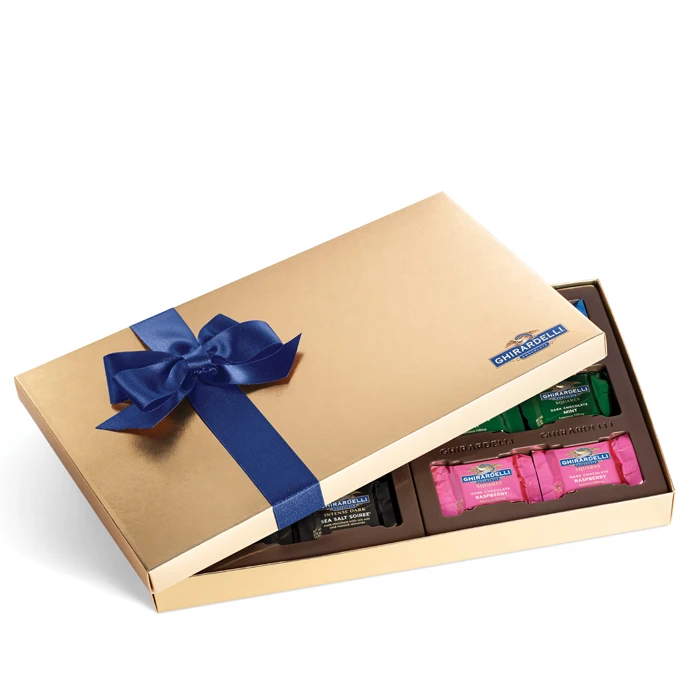 Plastic Dividers Insert Gold Birthday Chocolate Gift Box Packaging Luxury With Ribbon