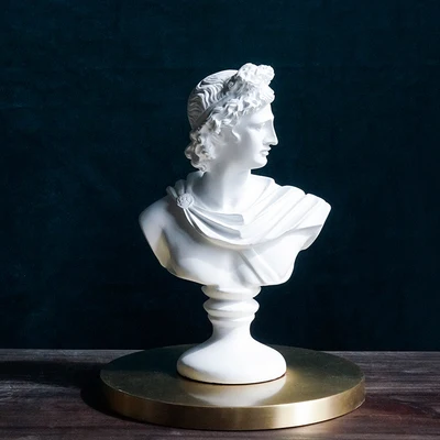 
Custom polyresin white sculpture Apollo bust head statue 