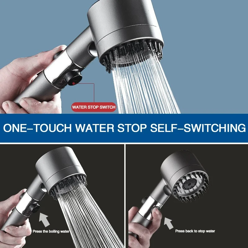 High Pressure Massage Shower Head 3 Modes High Pressure Multifunctional Filter Remove Chlorine Shower Head