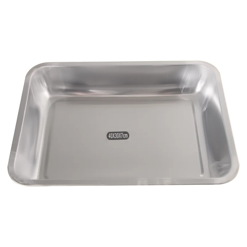 Custom Wholesale Multi Specification Cookware Food Serving Plates Kitchen Rectangular Stainless Steel Tray With Lid