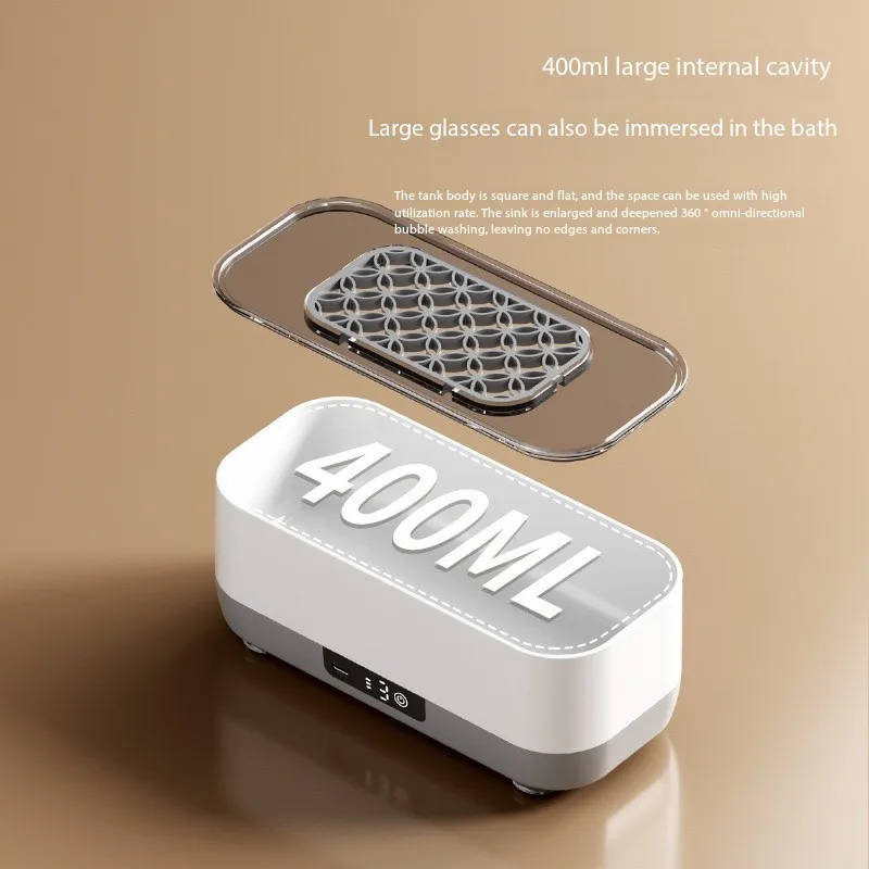 Portable Household Ultrasonic Cleaner Digital Jewelry Watch Cleaner 40kHz Frequency Electric Manual Car Jewelry Path Cleaning