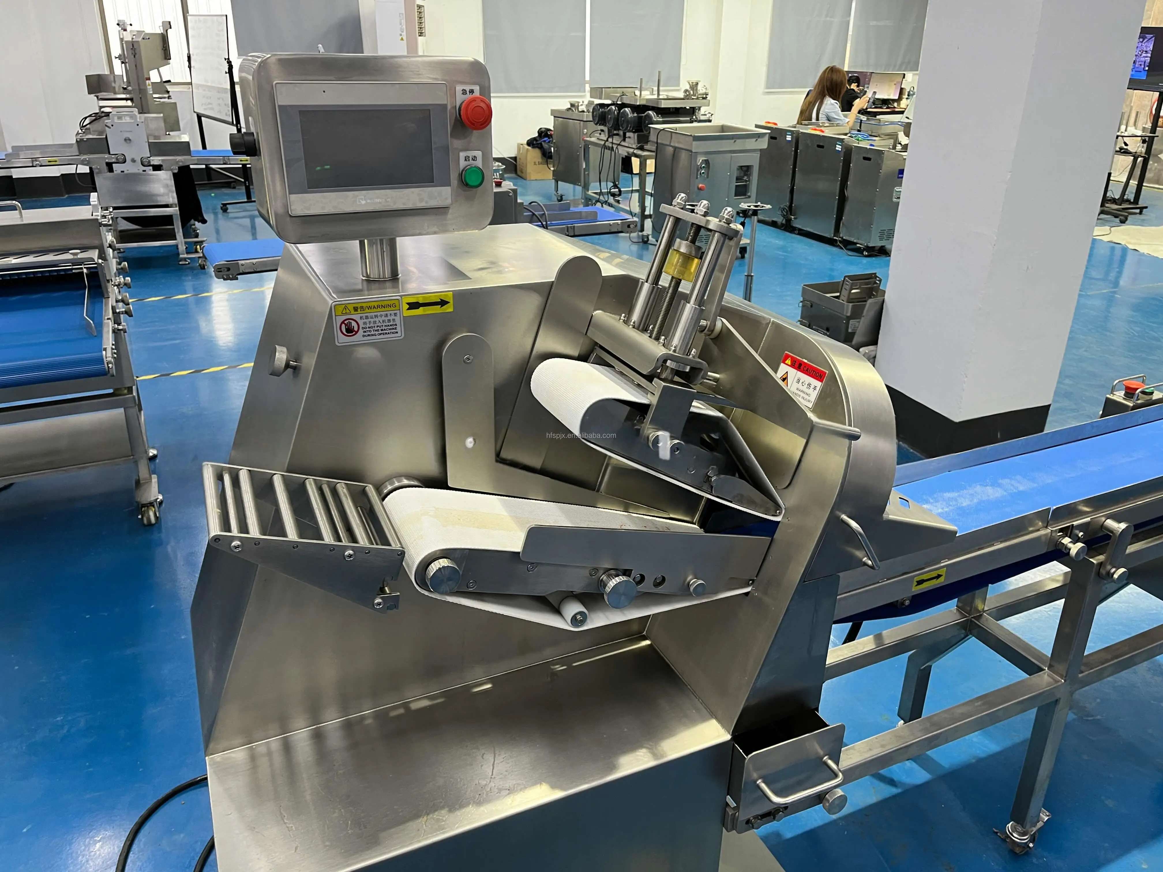 Electric Automatic Conveyor Salami Slicer Machine New Cheese Slicer Cutter Meat Slicer Restaurant Food Shop Frozen Meat