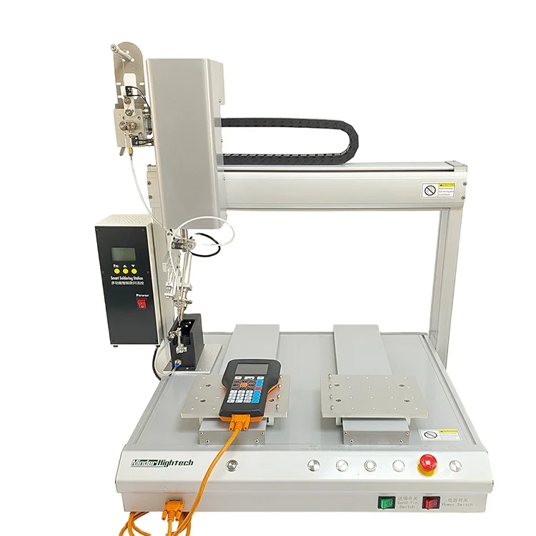 Automatic five-axis double worktable single head with iron gun soldering machine kit for electronics soldering robot