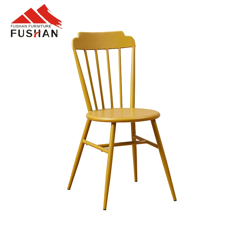 Antique Style Outdoor French Bistro Chair With Metal Legs Straight Back Metal Chair Vintage Restaurant Furniture Dining Chair