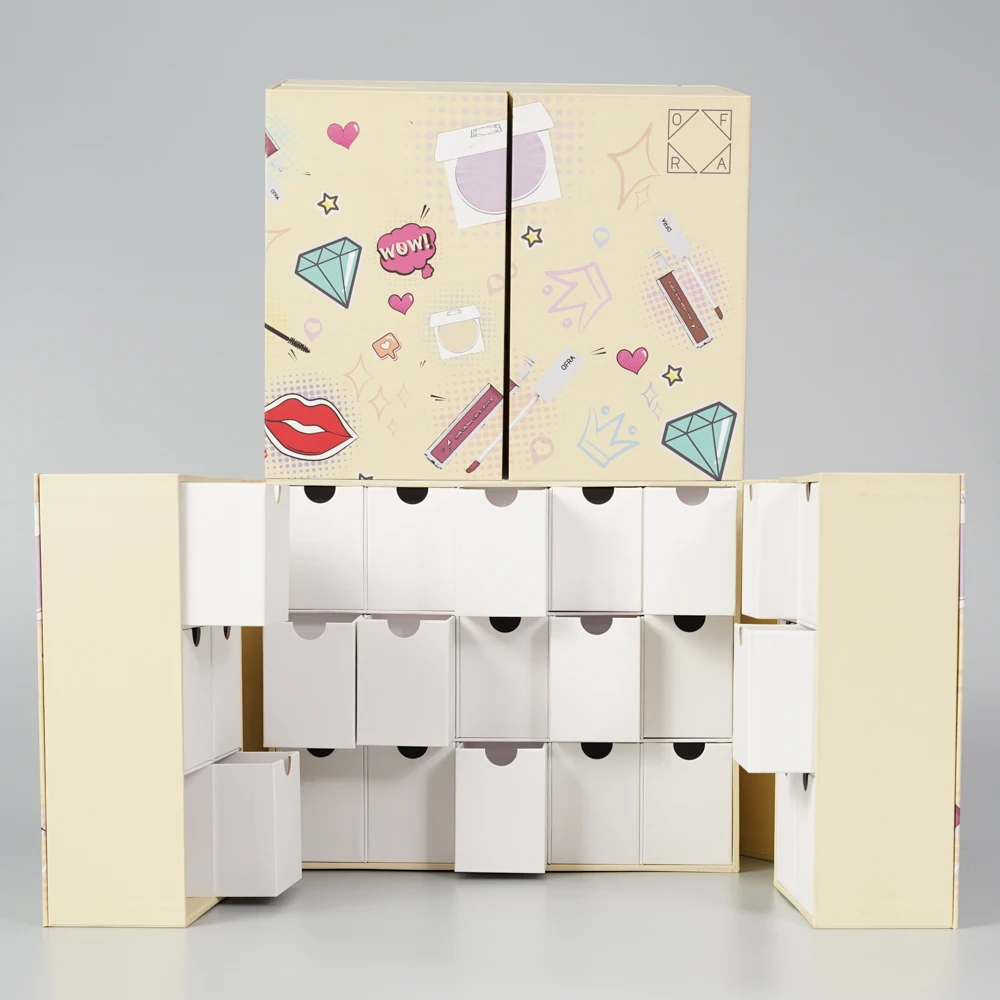 custom Logo christmas advent calendar empty cardboard boxes recyclable advent calendar 24 day gift box
