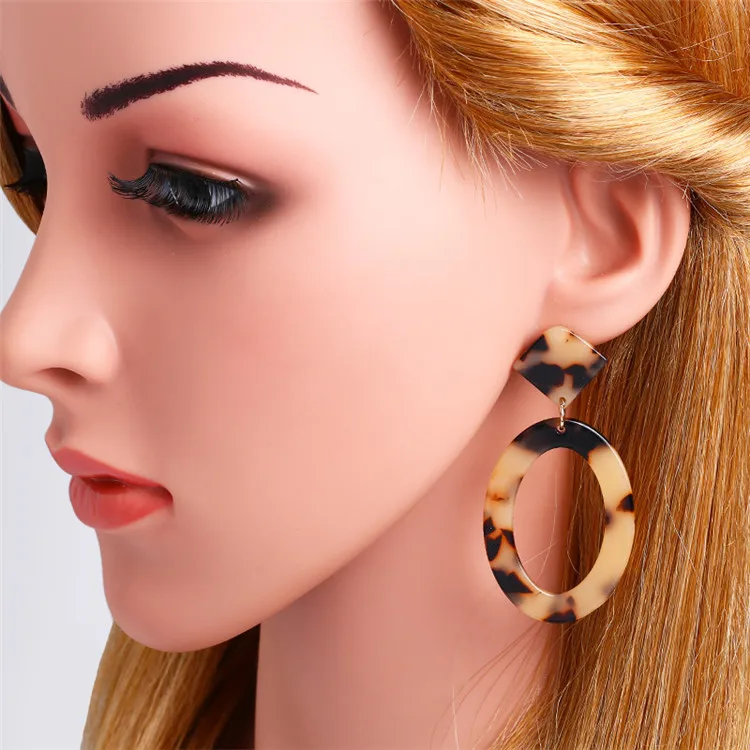 Acrylic Earrings 2019 Big Statement Earrings Women Resin Oval Square Geometric Drop Dangle Bohemian Jewelry Earrings