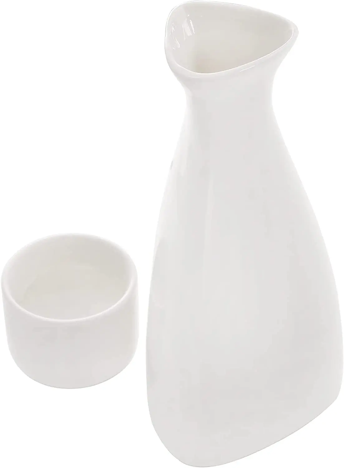 Japanese Style Ceramic Sake Set Handmade Porcelain Serving Carafe and 6 Porcelain Cups Wine Ware Set