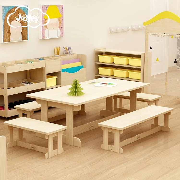 Kindergarten furniture art table and bench kids activity and drawing table preschool table sets
