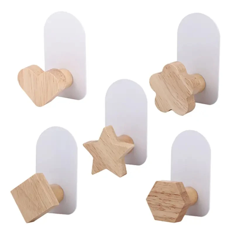 Cartoon No Punching Paste Creative Door Hanging Clothes Hook Toilet Porch Wooden Hook Wall Hook