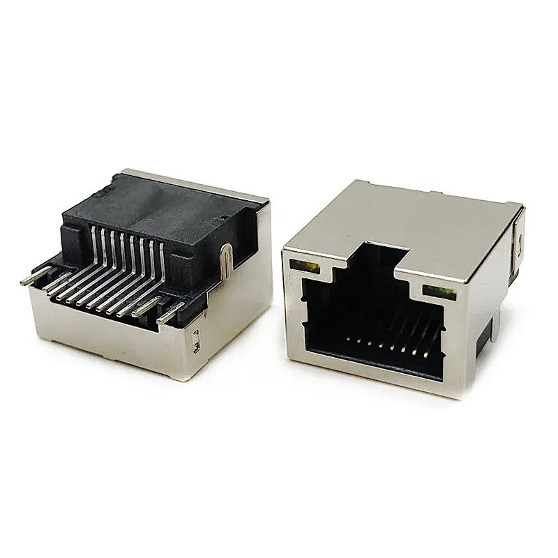 Modular Ethernet Connectors Offset SMT Type Shielded and RJ45 Female Jack  8P8C Socket PCB JACK Cat5e Cat6 Cat6a