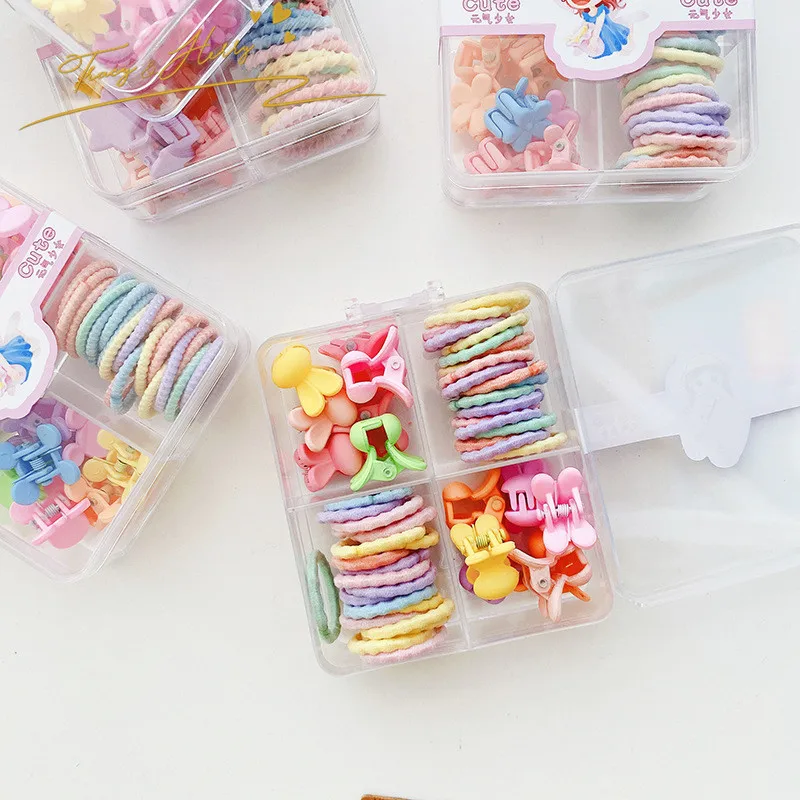 Tracy & Herry New Design Box Packed Clamp and Hair Bands Elastic Set for Kids  Children Candy Braid Hair Ornament