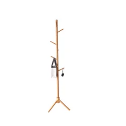 Bamboo made new design hall tree standing coat rack floor hanger