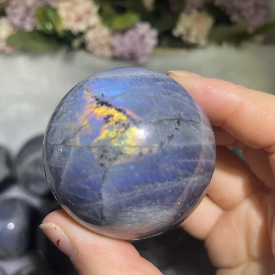 Purple Flash Labradorite Balls Natural Crystal Gemstone Spheres for Wholesale