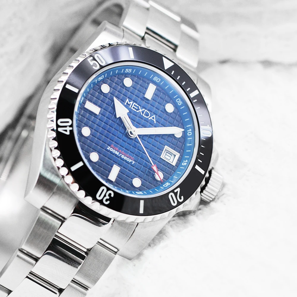 Mexda также продажу фирменных 20 АТМ водостойкий Высокое качество часы, мужские роскошные брендовые автоматические механические часы с подвесками и подводные часы для мужчин