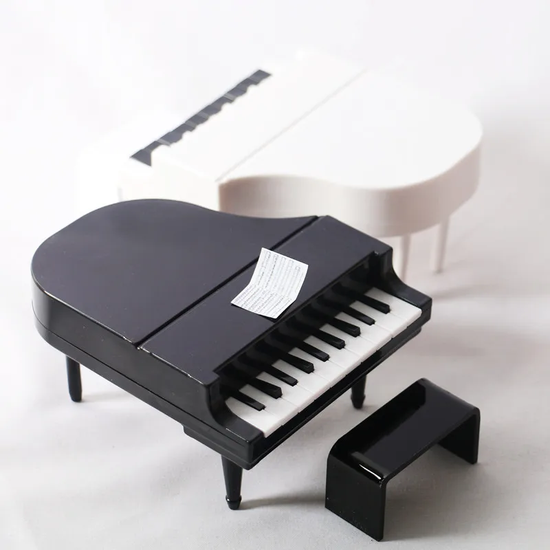 DollHouse Vertical Black and White Piano Set Mini Furniture Model Scene Shooting Props