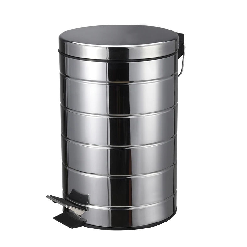 Embossment 20 liter metal stainless steel big garbage trash can 20l with soft close lid