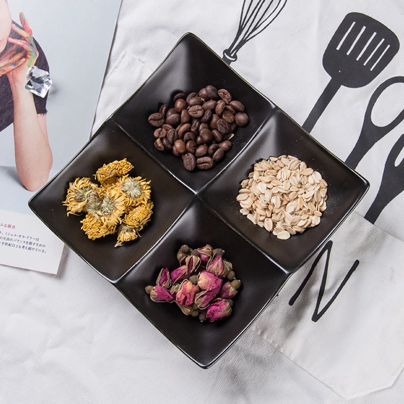 
Hot Sale Home Hotel Restaurant Porcelain Four Squares Dishes Wholesale Ceramic Dishes Plates 6.5Inch 