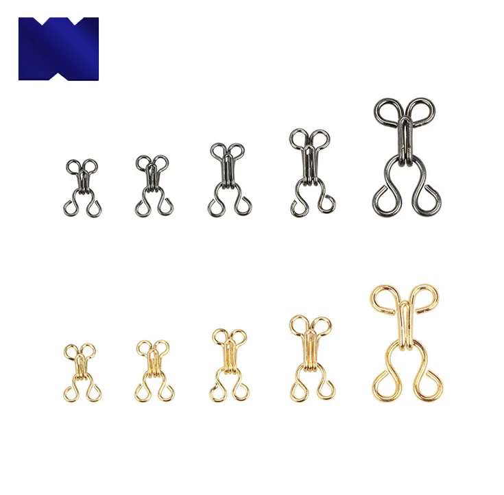 Wholesale Different Sizes Sewing Bra Closure Garment Trousers Accessory 5 size Golden Metal Bra Hooks and Eyes