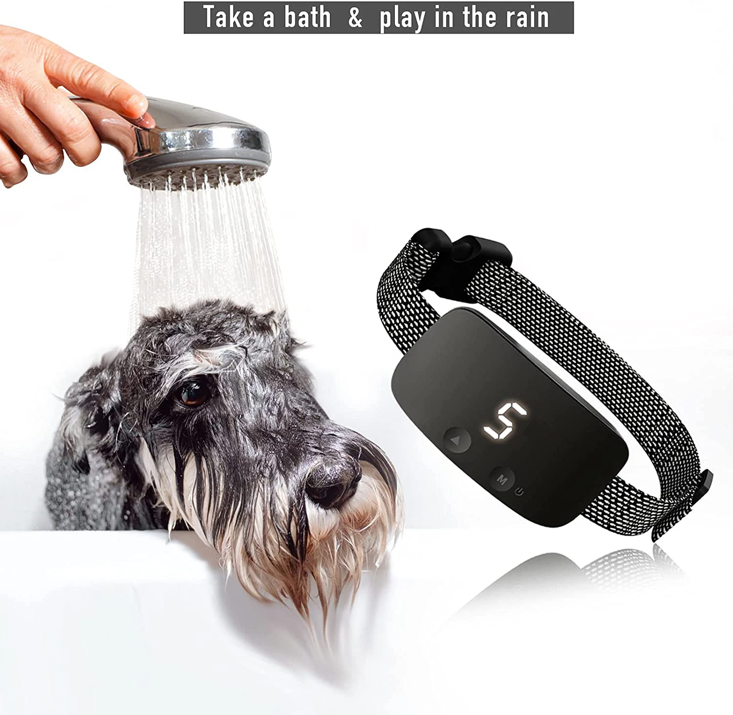 Upgrade IP67 Waterproof USB Rechargeable No shock Bark Collar Stop Barking Collar With Led Display Anti Dog Bark Collar