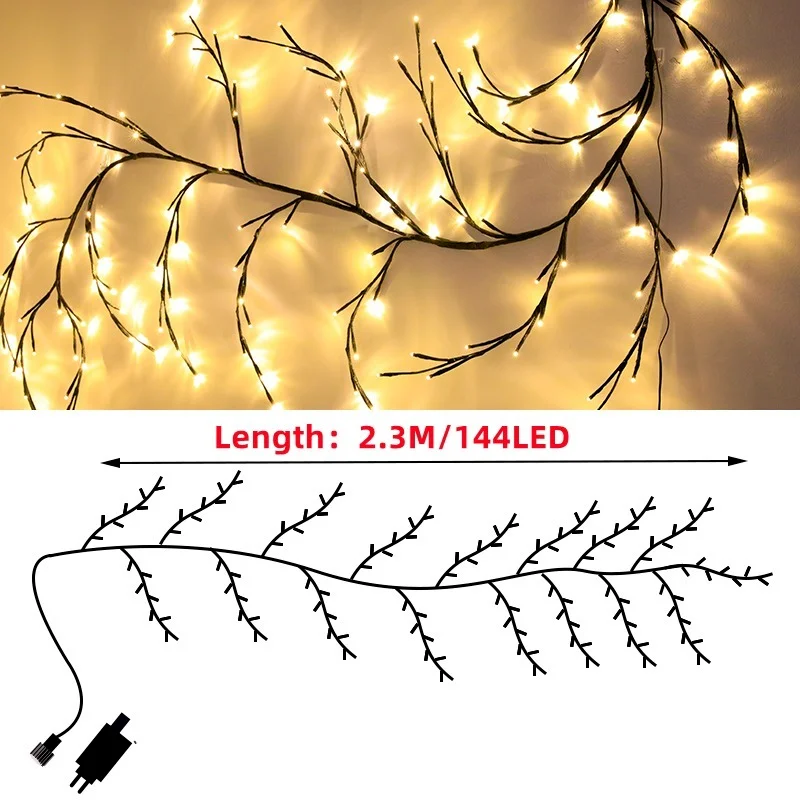 144 LEDs Lighted Willow Vine Lights for Walls Bedroom Living Room Decor Aesthetic for Home Decor, Christmas Artificial Branches