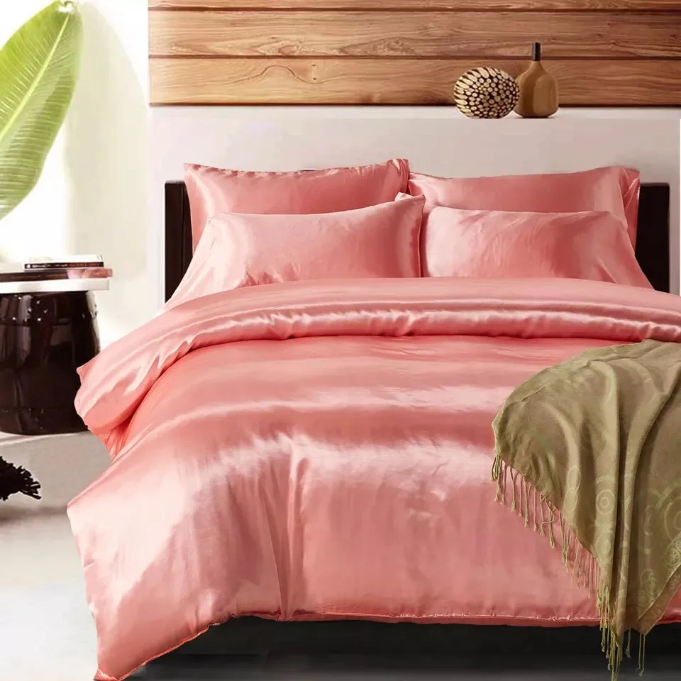Adult Age Group satin material queen quilt cover set bed sheet se queen size duvet cover