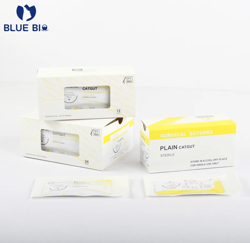 Disposable Polyglycolic Acid Absorbable Pga Thread Chromic Plain Catgut Medical Surgical Sutures