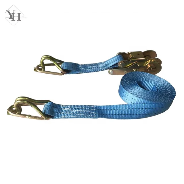 customized cargo lashing belt 38mm 2000kgs 2m 3m 4m 5m 6m 8m ratchet tie down straps with double j hook