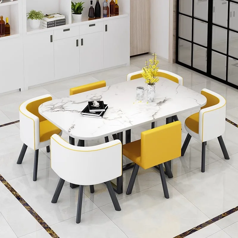 luxury wooden modern full wood marble dining table set 6 seater tables with chair living room restaurant furniture sets chairs