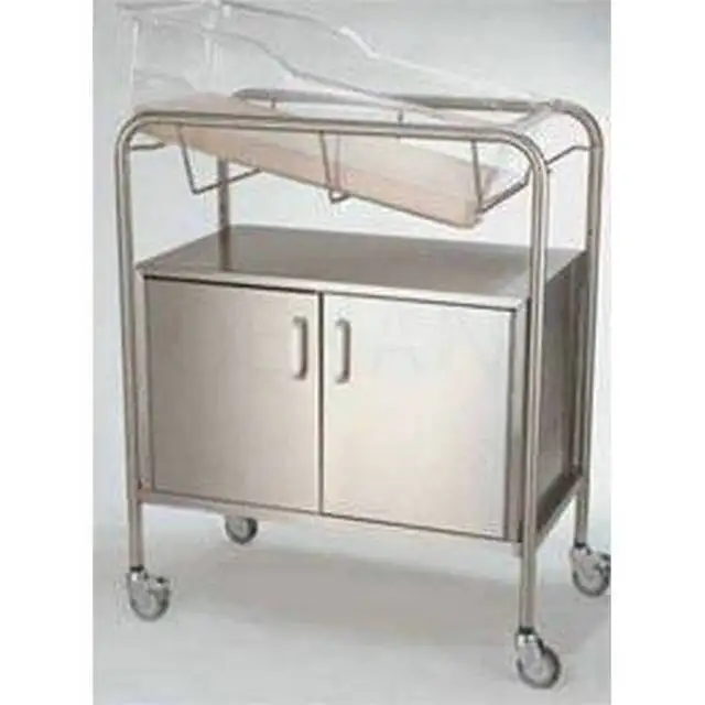 Hospital Medical Bassinet Stainless Steel Medical Trolley with Baby Bed Crib Bassinet Cart
