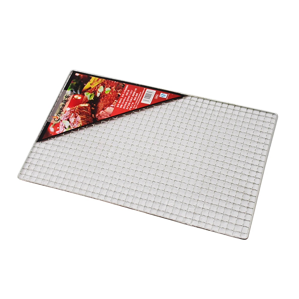 Stainless steel bbq mesh grill net barbecue basket mesh grid grill net stainless steel disposable bbq metal grill tray topper