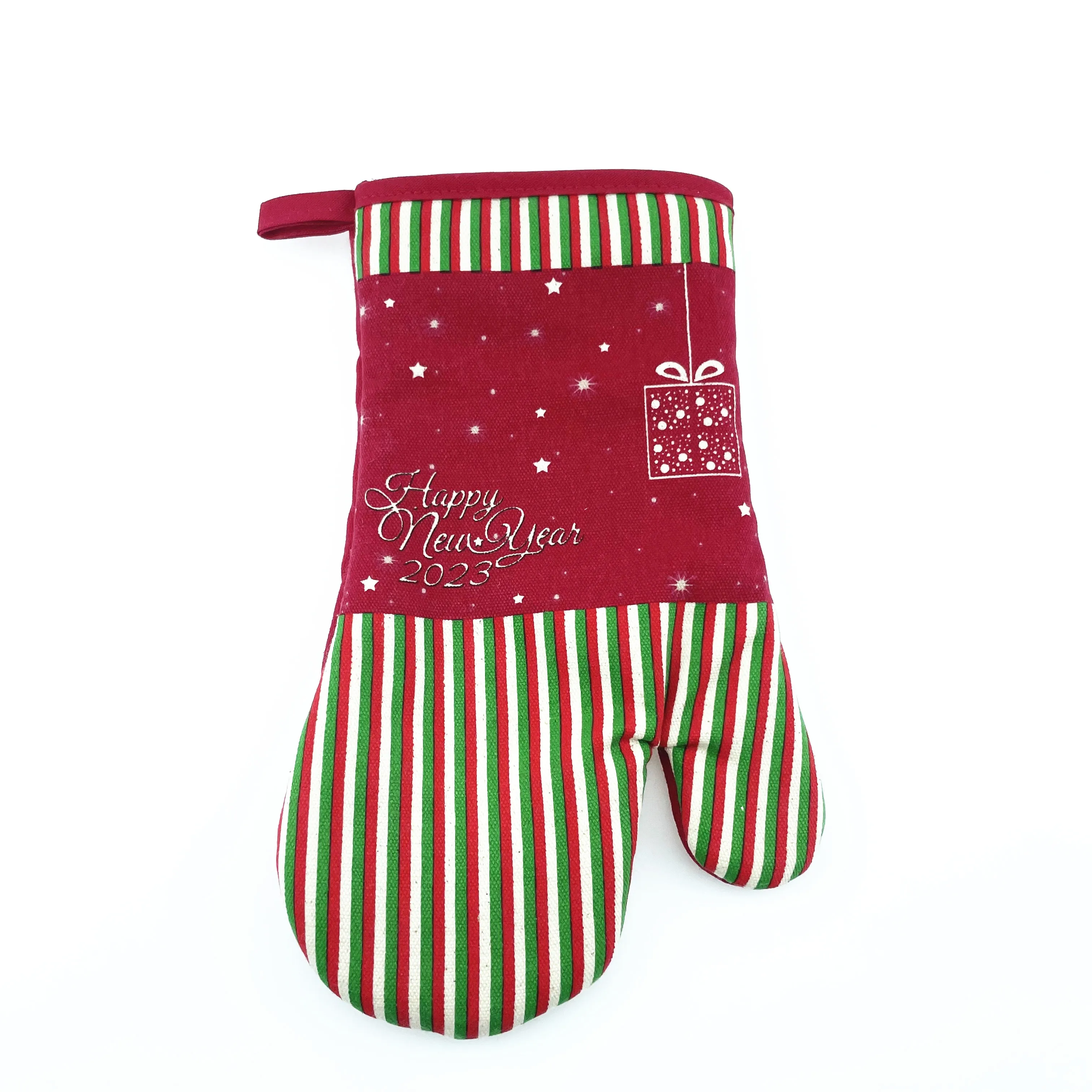 Custom design 100% cotton printed oven glove / oven mitt