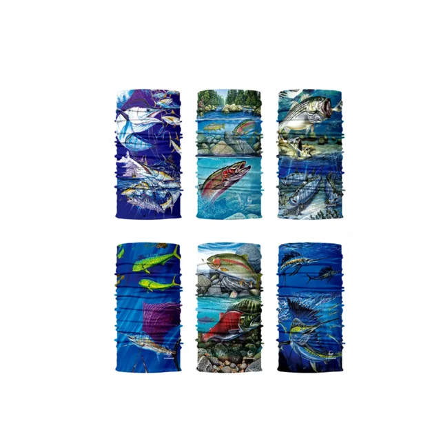 Высокое качество 100% полиэстер головные уборы индивидуальный дизайн Бесплатная широкая многофункциональная рыболовная бесшовная трубка бандана снуд