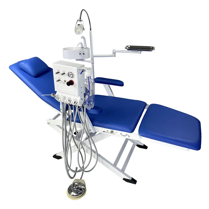 Customizable Safety Foldable Portable Dental Chair Unit with Spittoon Lamp and Tray Wall Mounted Turbine