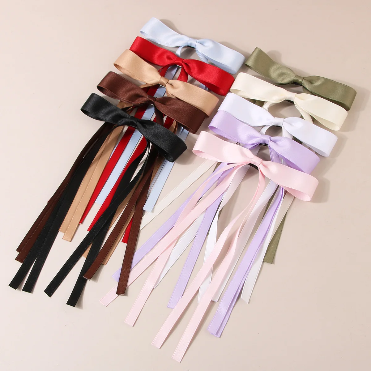 New Arrival Tassel Ribbon Bowknot With Long Tail Hair Clips for Women Solid Accessories Barrettes Claw Bow For Women