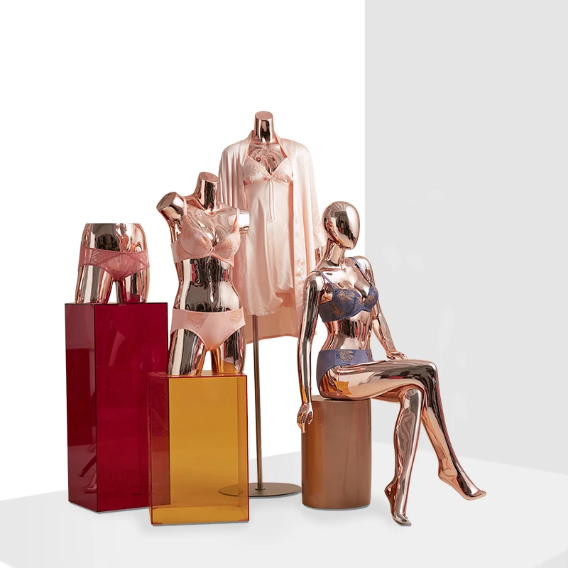 
high quality fashion full body electroplating rose gold mannequin from Zihe 