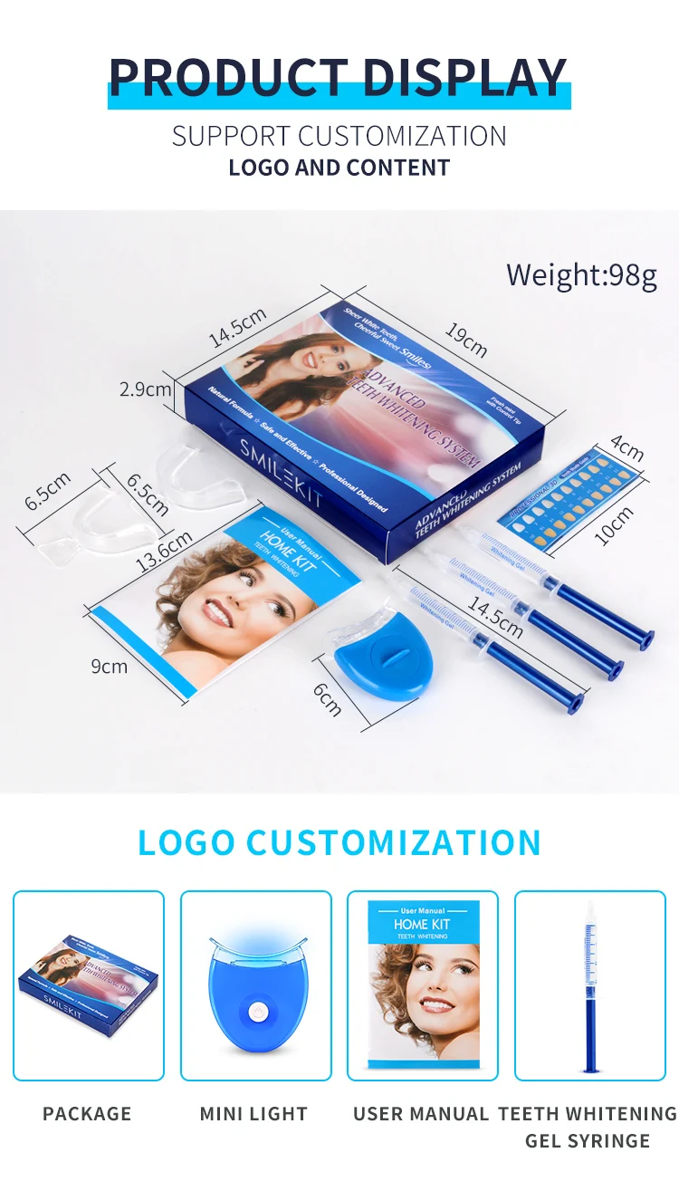 Tooth Whitening Gel Kit with LED Light Dental Peroxide Teeth Brightening Kits Teeth Whitening Pen Set