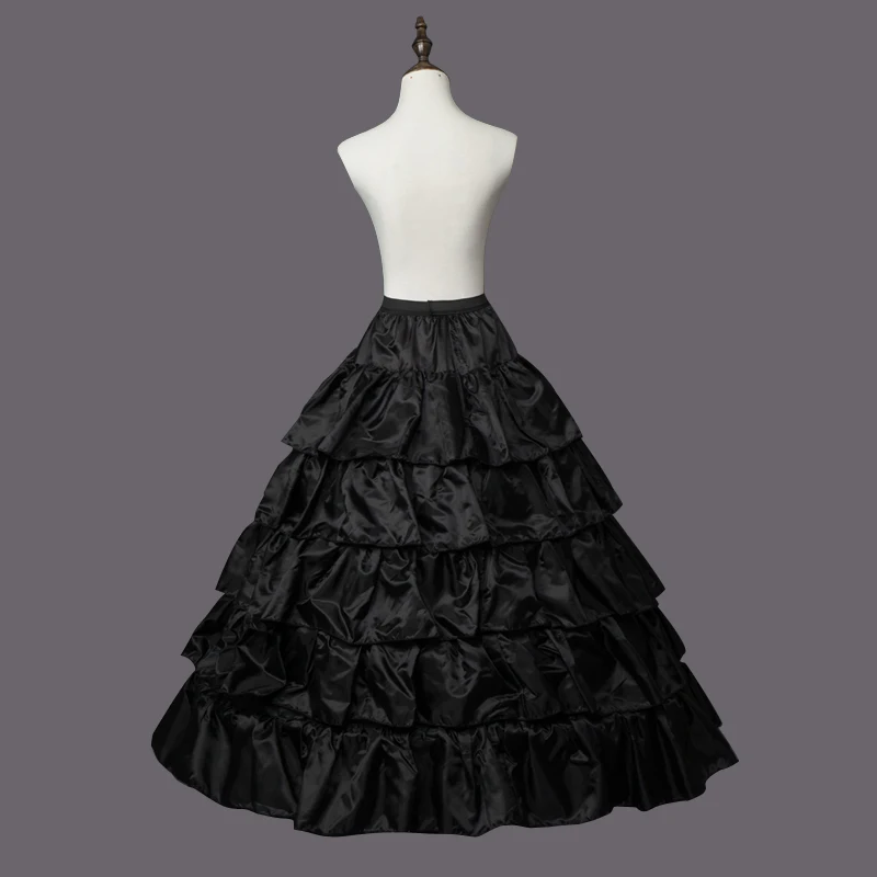 2022 4 Hoops 5 Layers Ball Gown Petticoats Black Petticoat Crinoline Underskirt Big Ruffle Wedding Accessories Tulle Underskirts