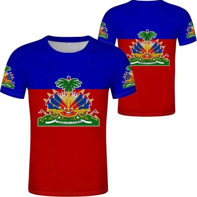 Hn Hot Sale Haiti Flag Clothing Custom Logo Full Print Design T Shirt with Haiti National Flag