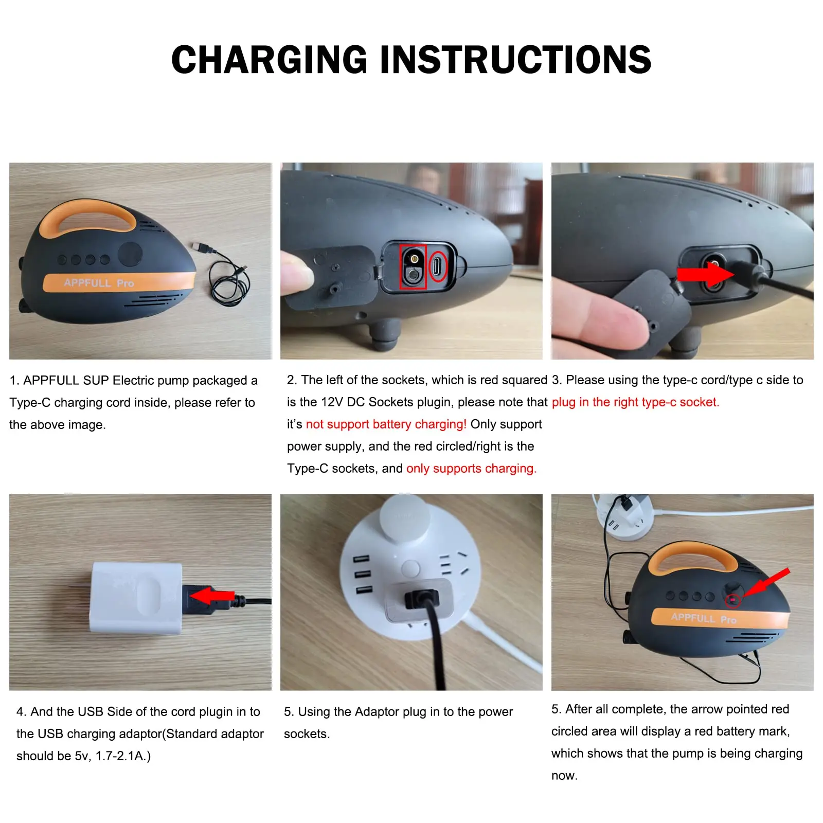 Electric SUP Air Pump for 12V DC Car Connector for Inflatable Stand Up Paddle Boards, Boats